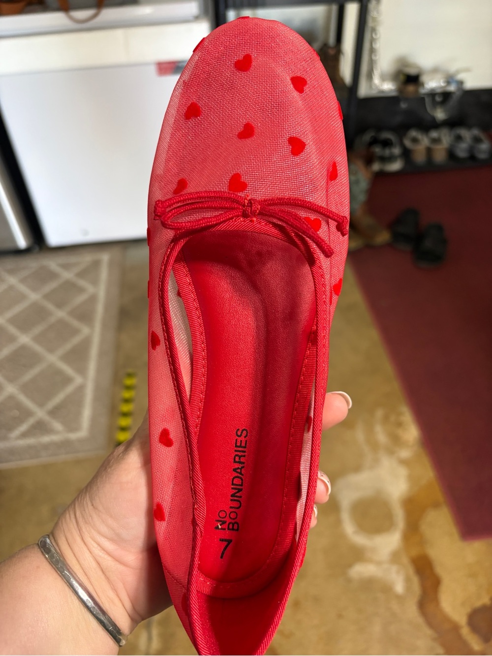No Boundaries Red Heart Print Ballet Flat